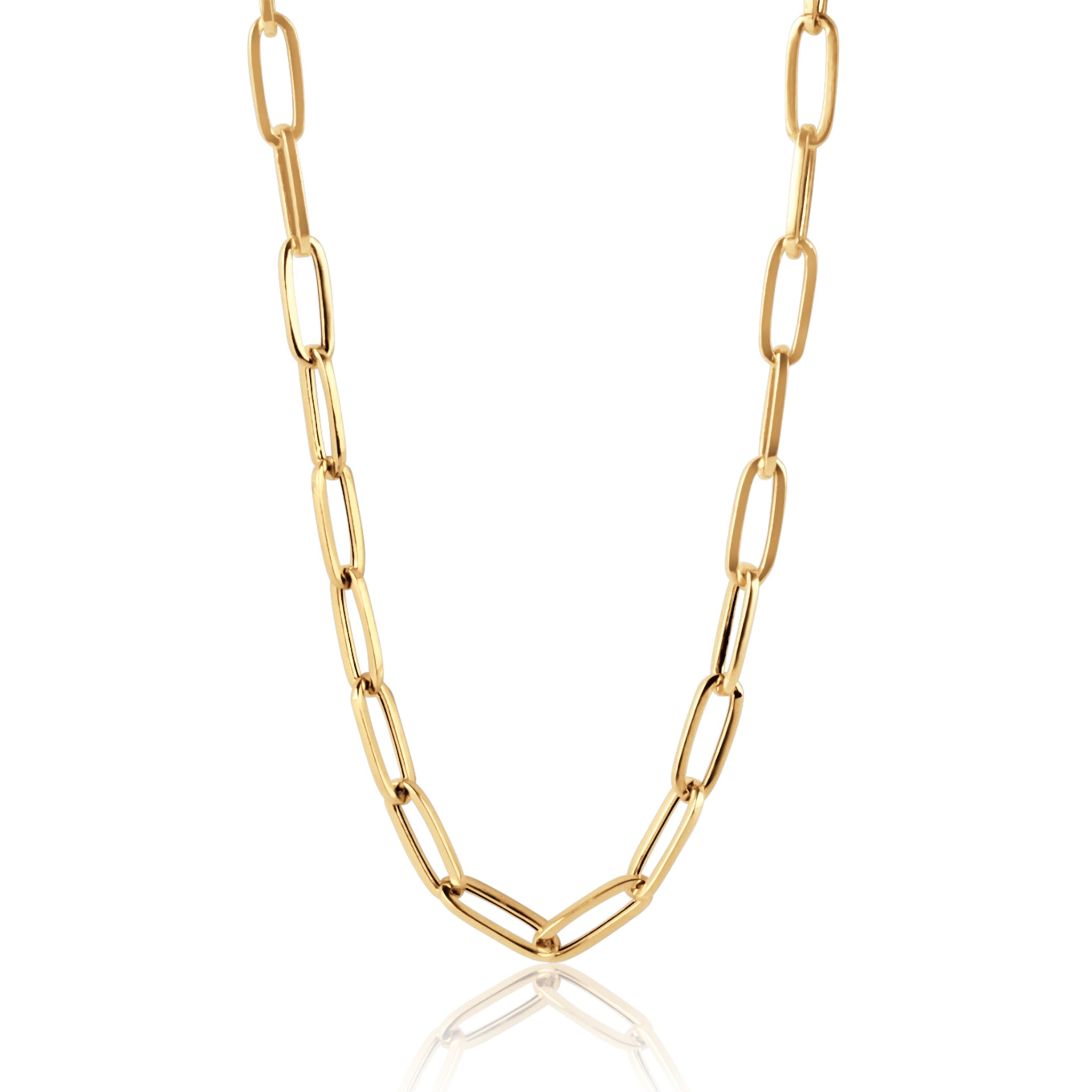 Gold link paper clip chain
