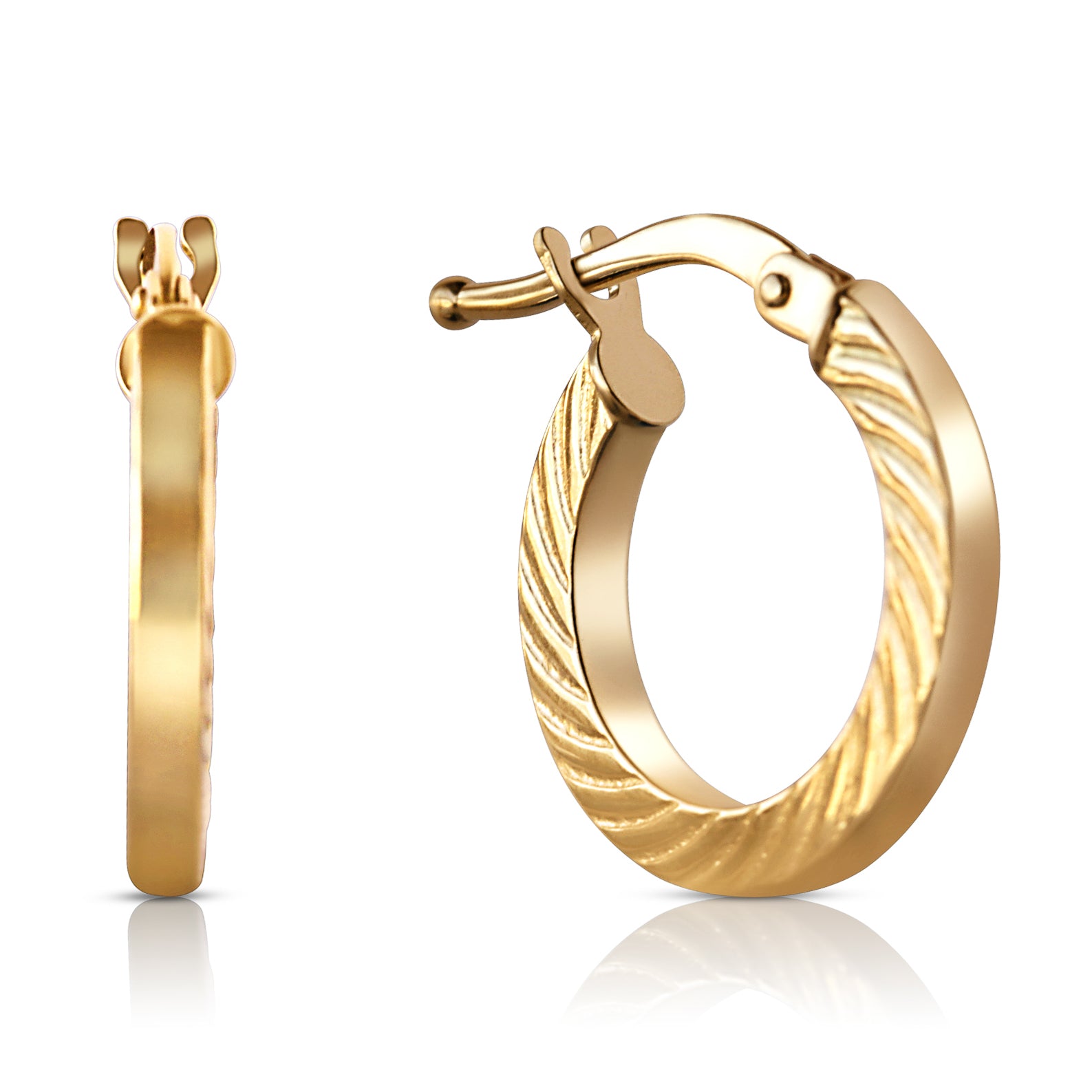 Classic gold hoops earrings angle
