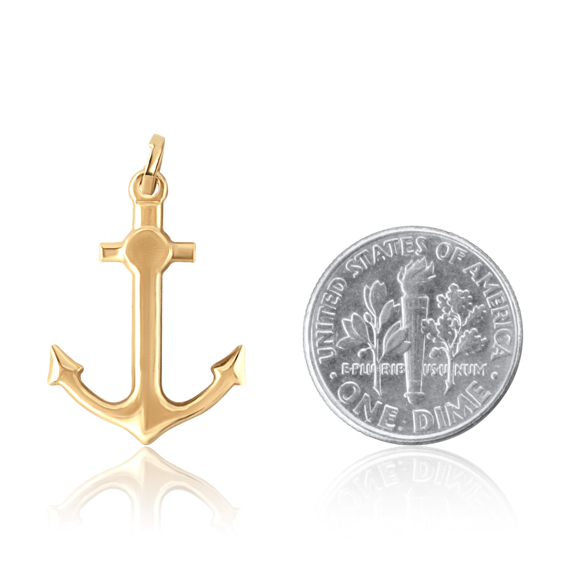 Anchor pendant gold necklace size comparison