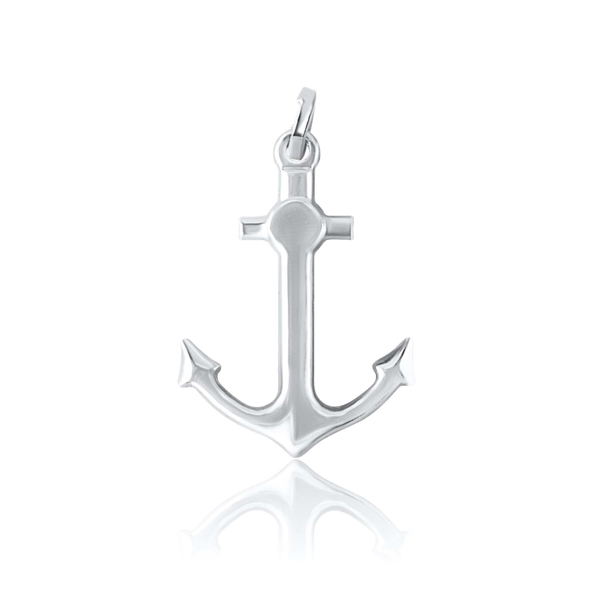 Anchor pendant white gold necklace