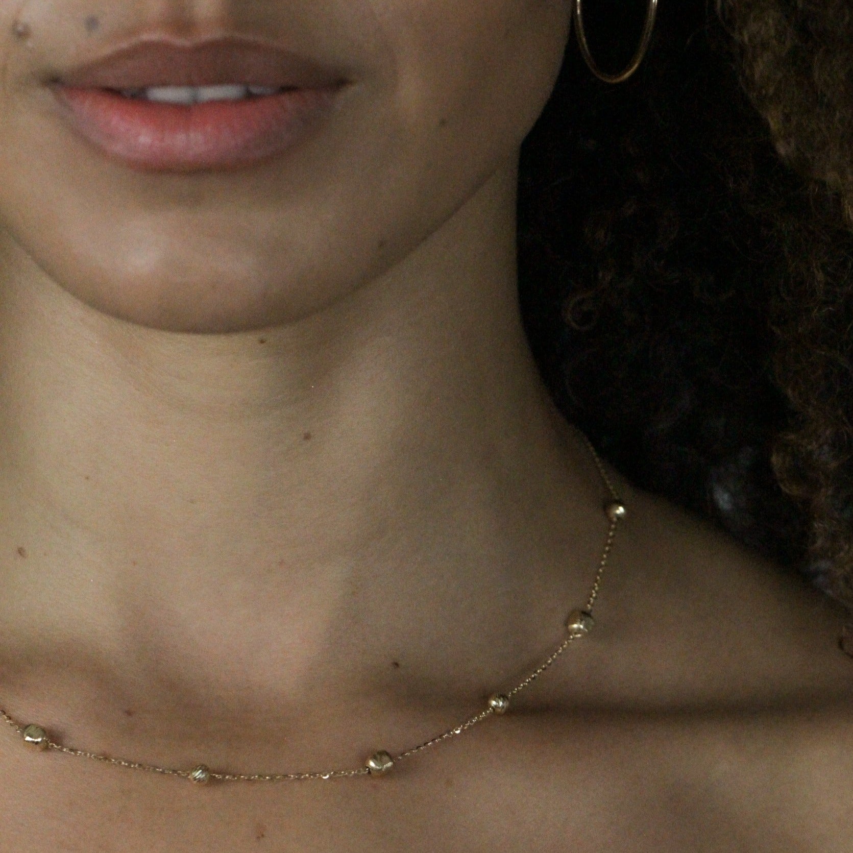 gold bead chain necklace women