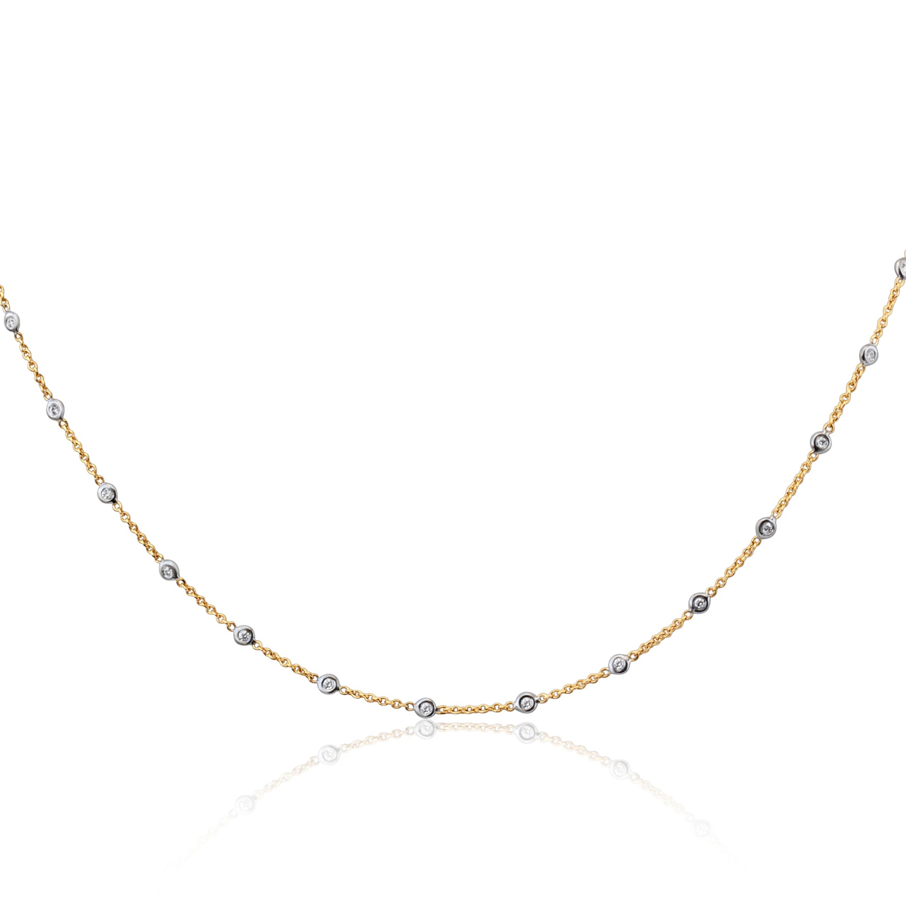 Diamond bezel gold chain