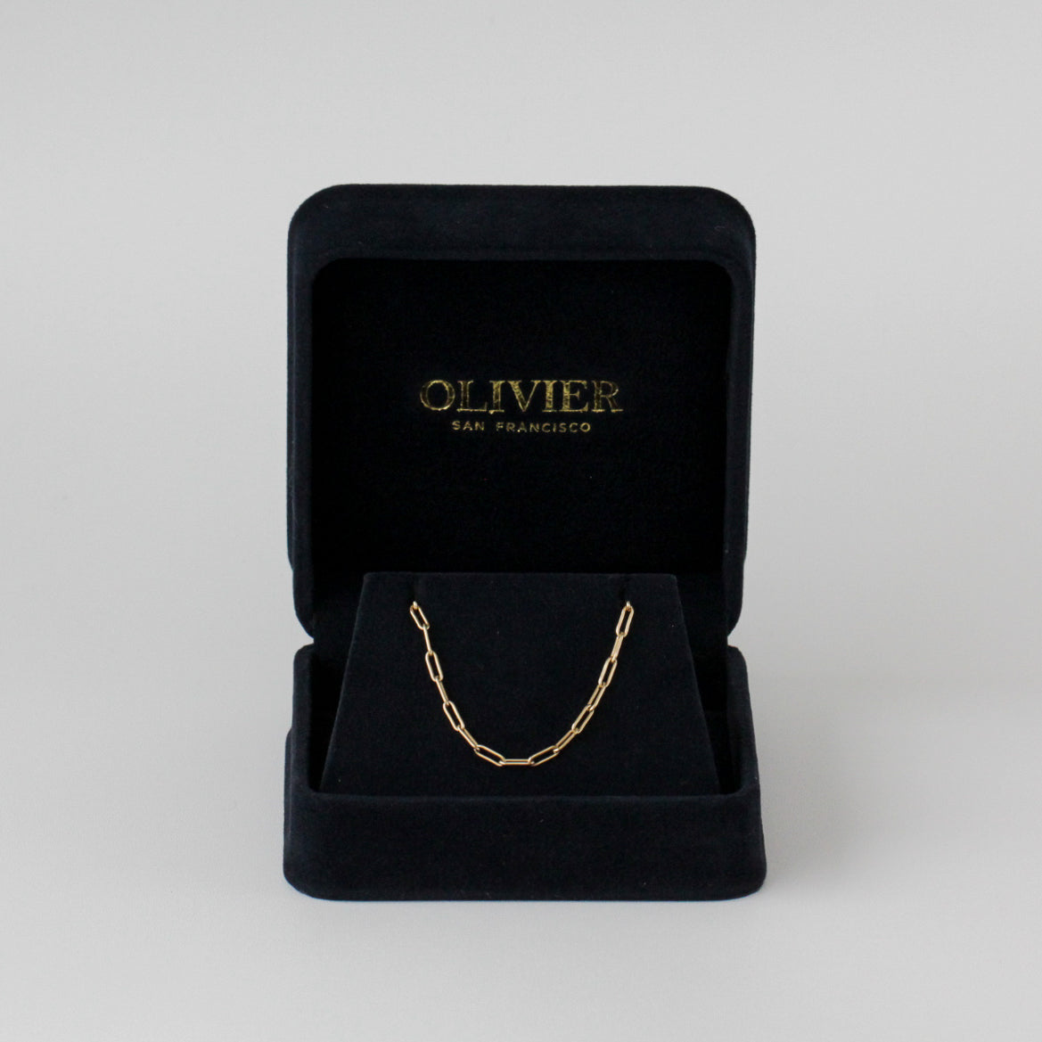 18k gold paper clip chain made in Italy in box
