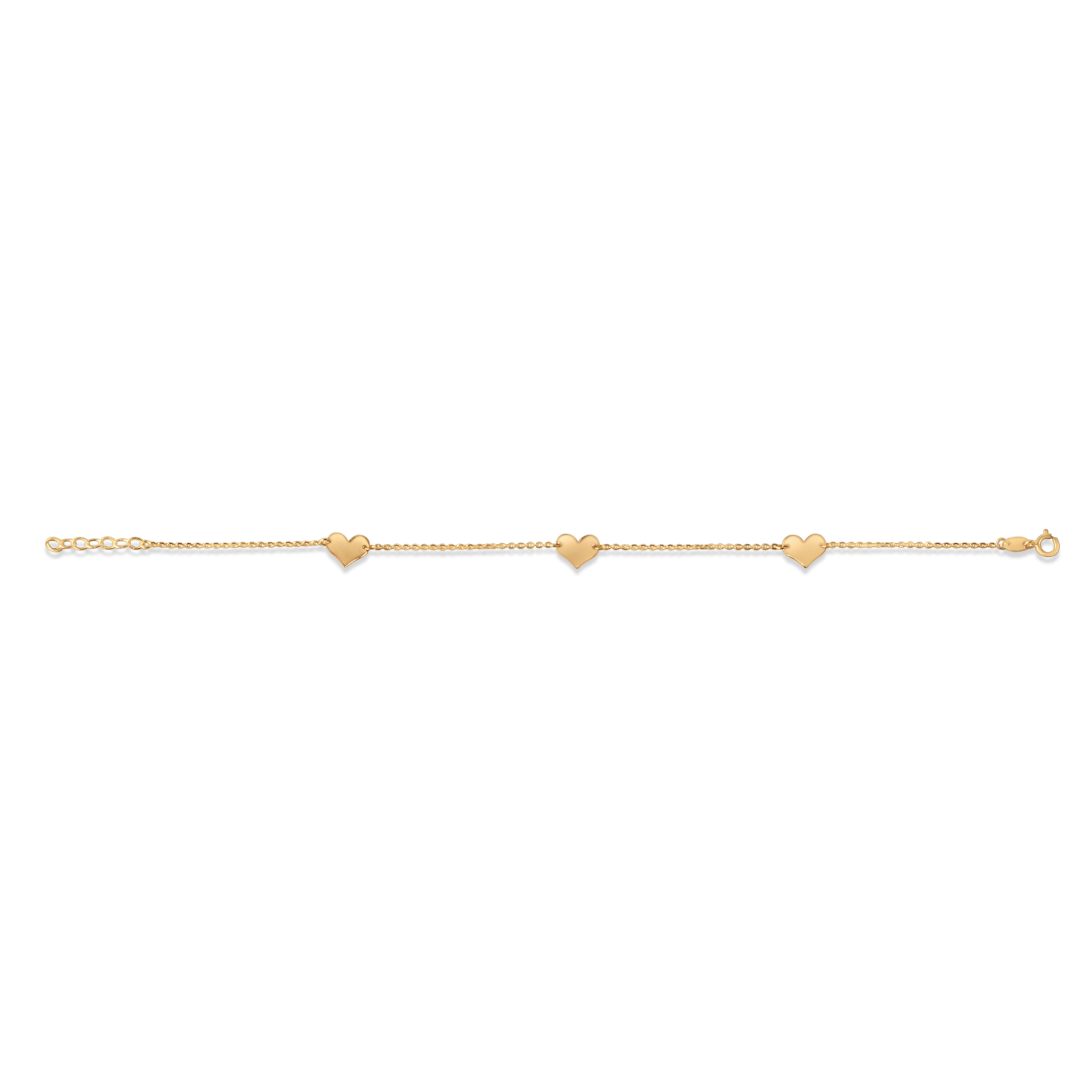 3 gold heart bracelet