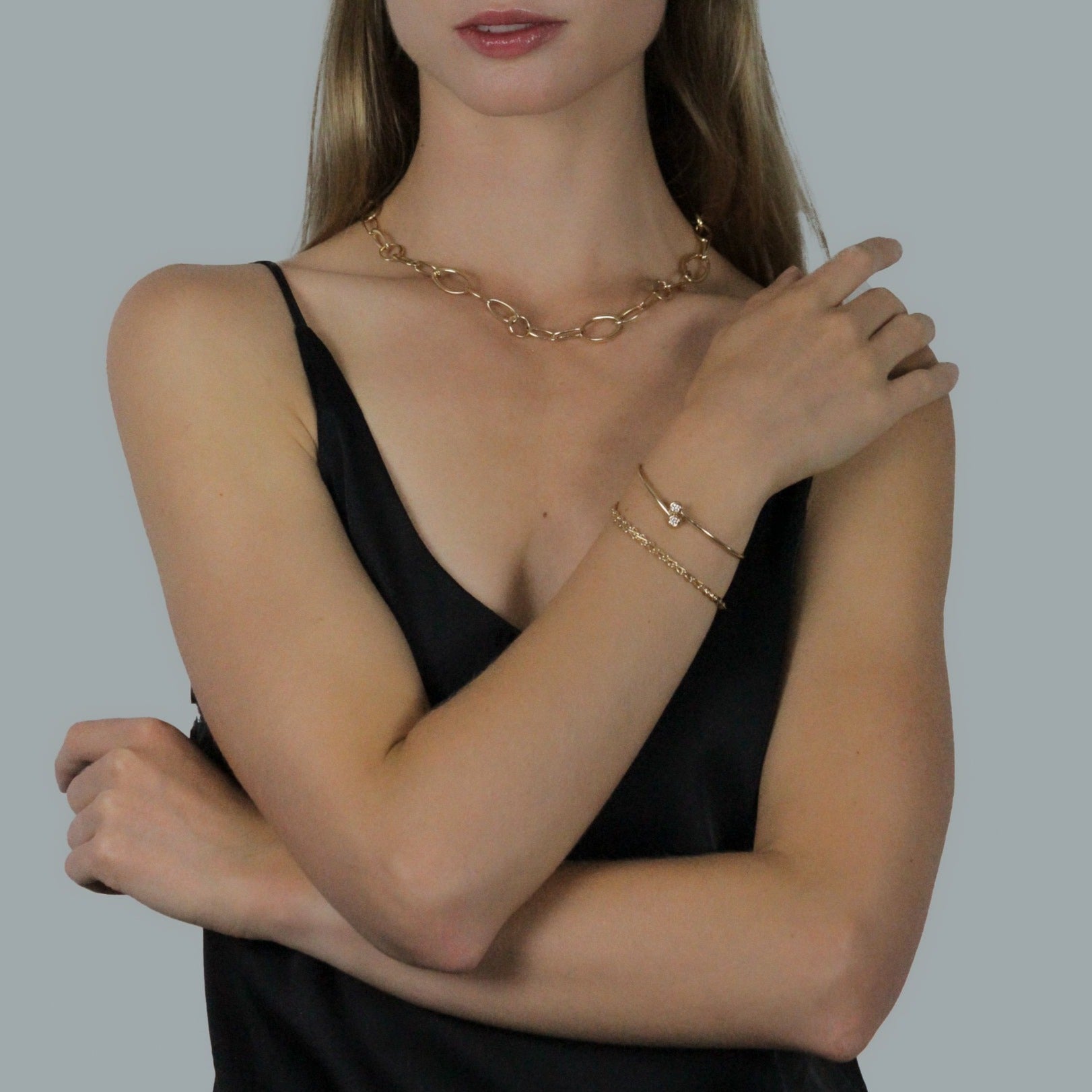 gold bracelet with diamonds women, stacked