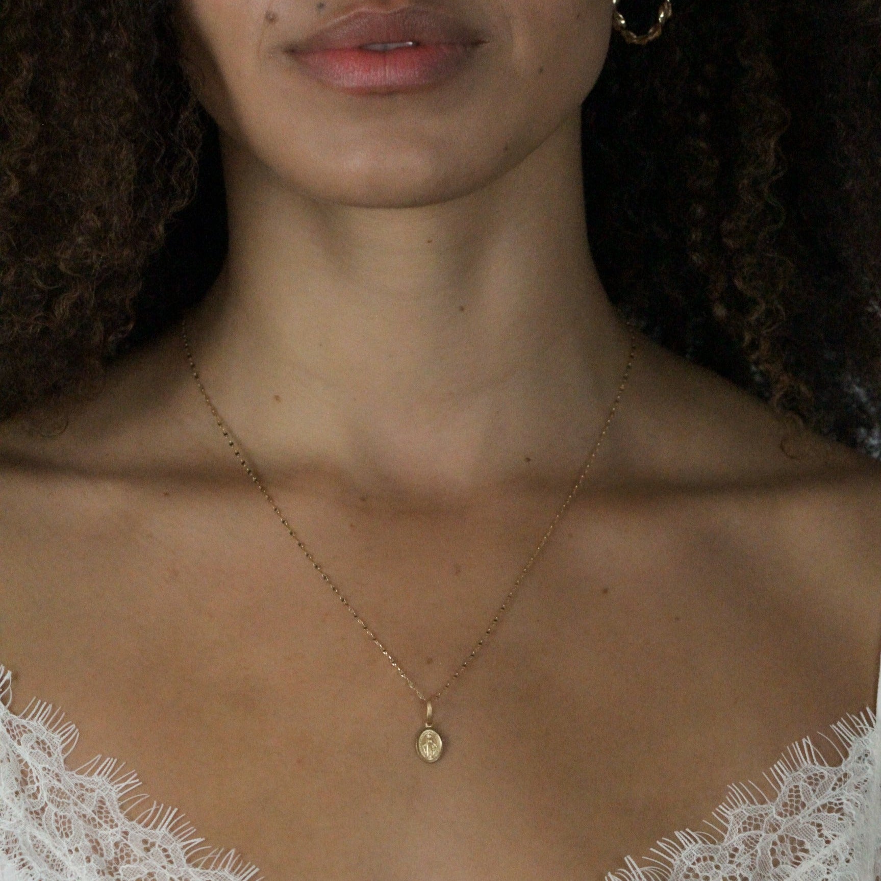 Gold Necklace Pendant Madonna Women