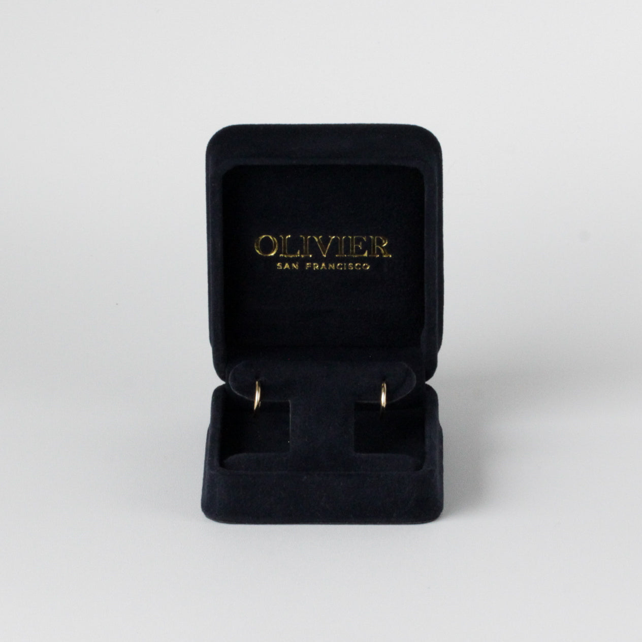 Mini gold hoops earrings in box