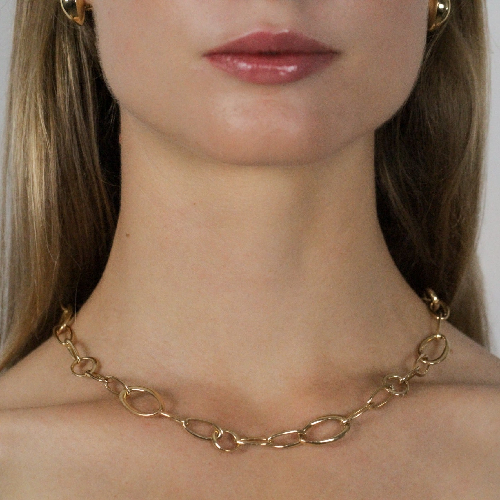 gold link necklace women