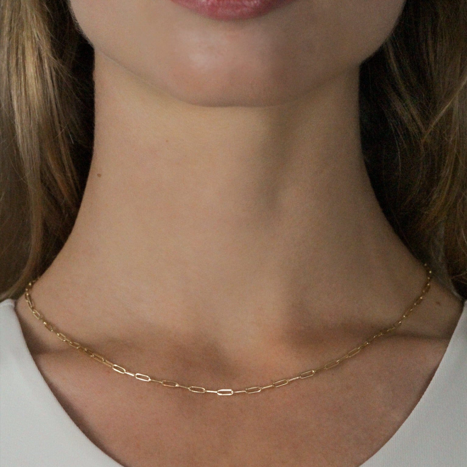 gold paper clip chain for women