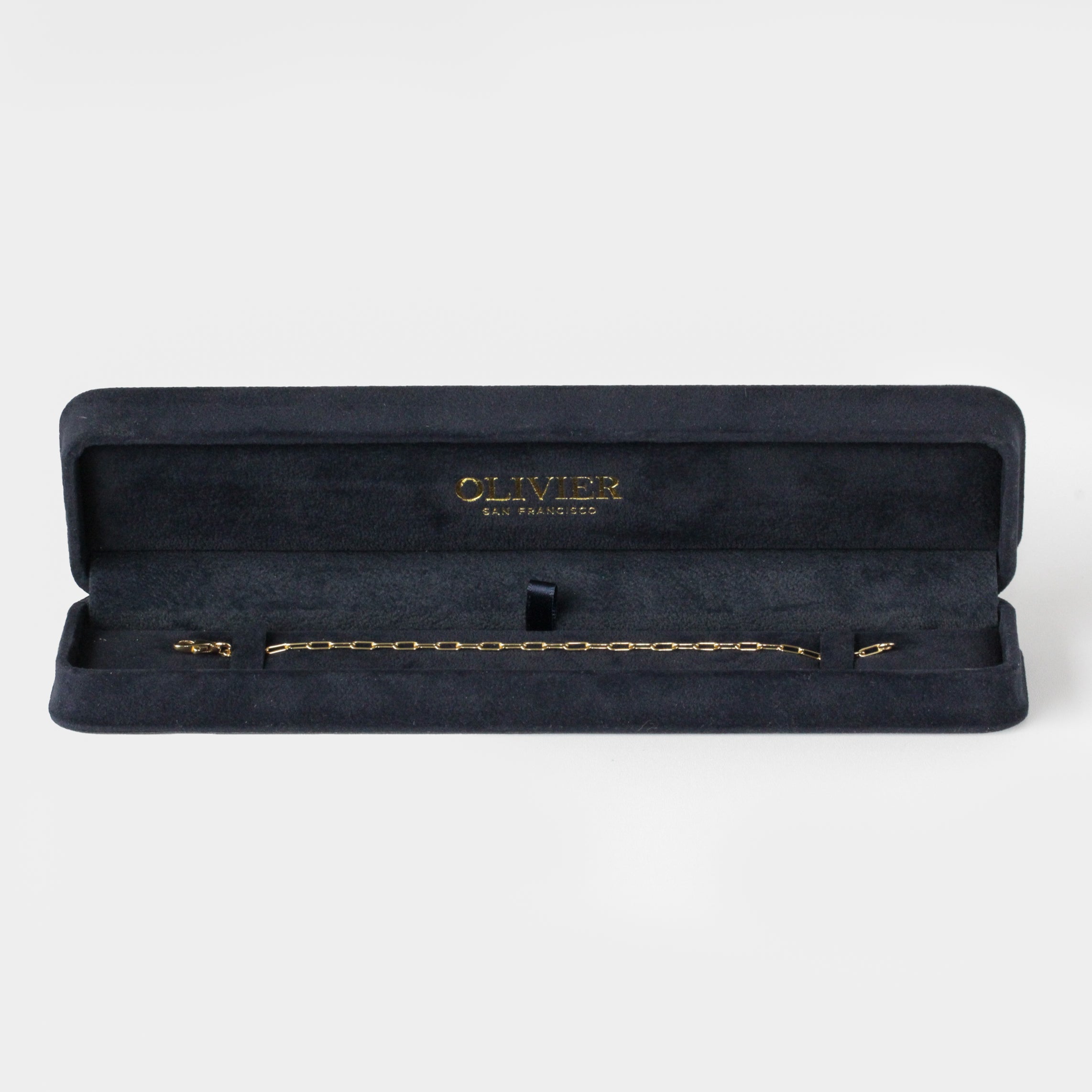 Gold Paper clip bracelet in box