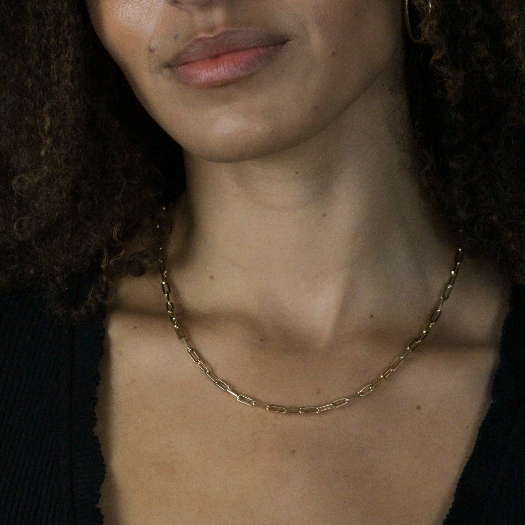 Bold gold link paper clip chain