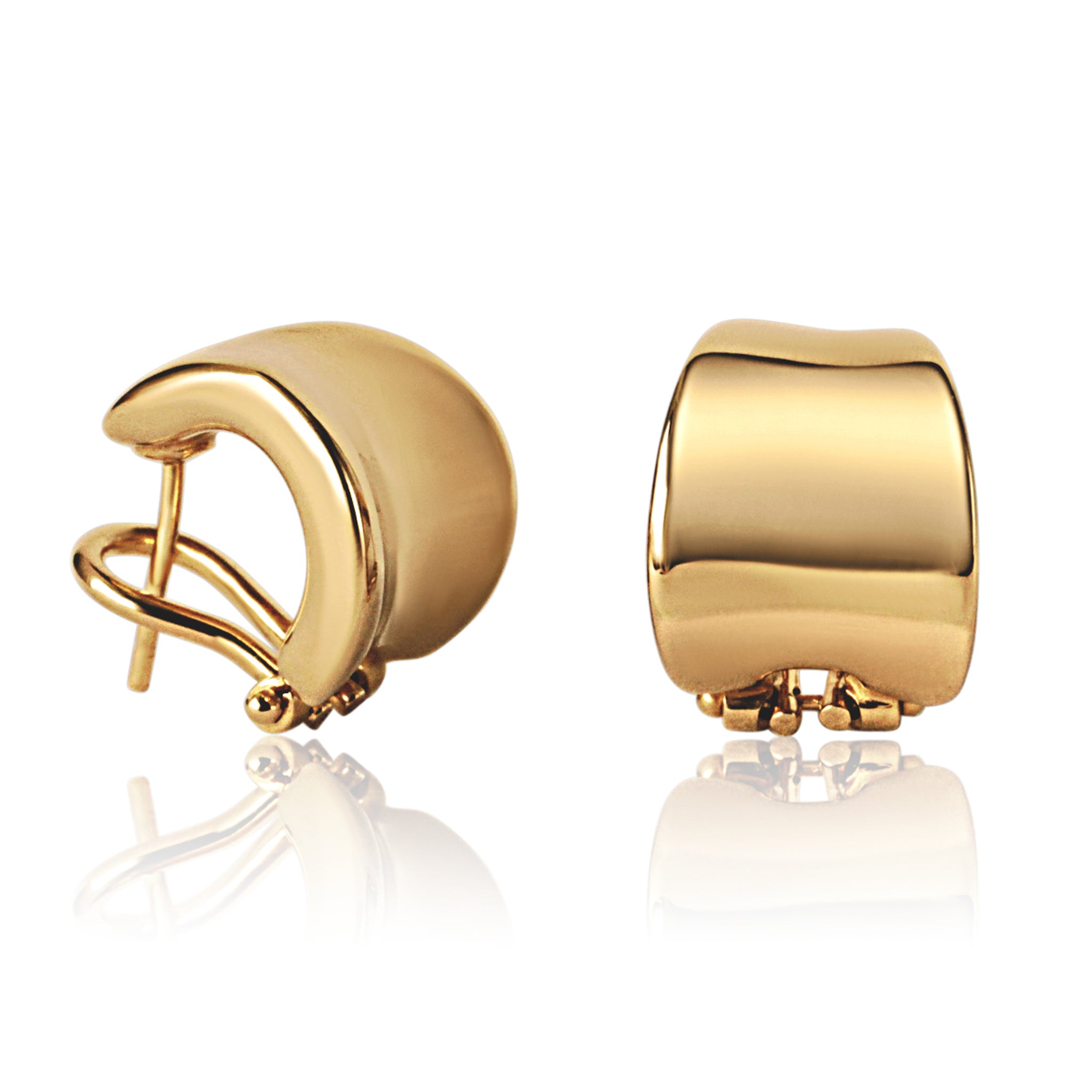 Gold huggies earrings angle