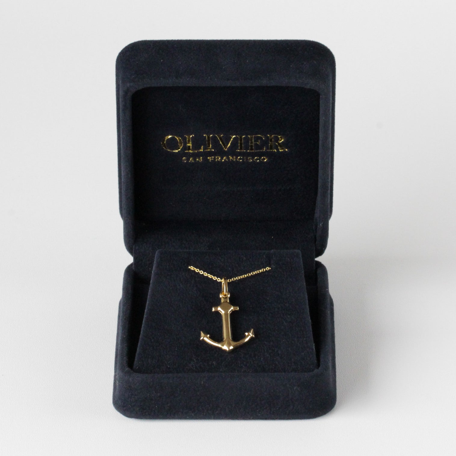 Anchor pendant gold necklace box