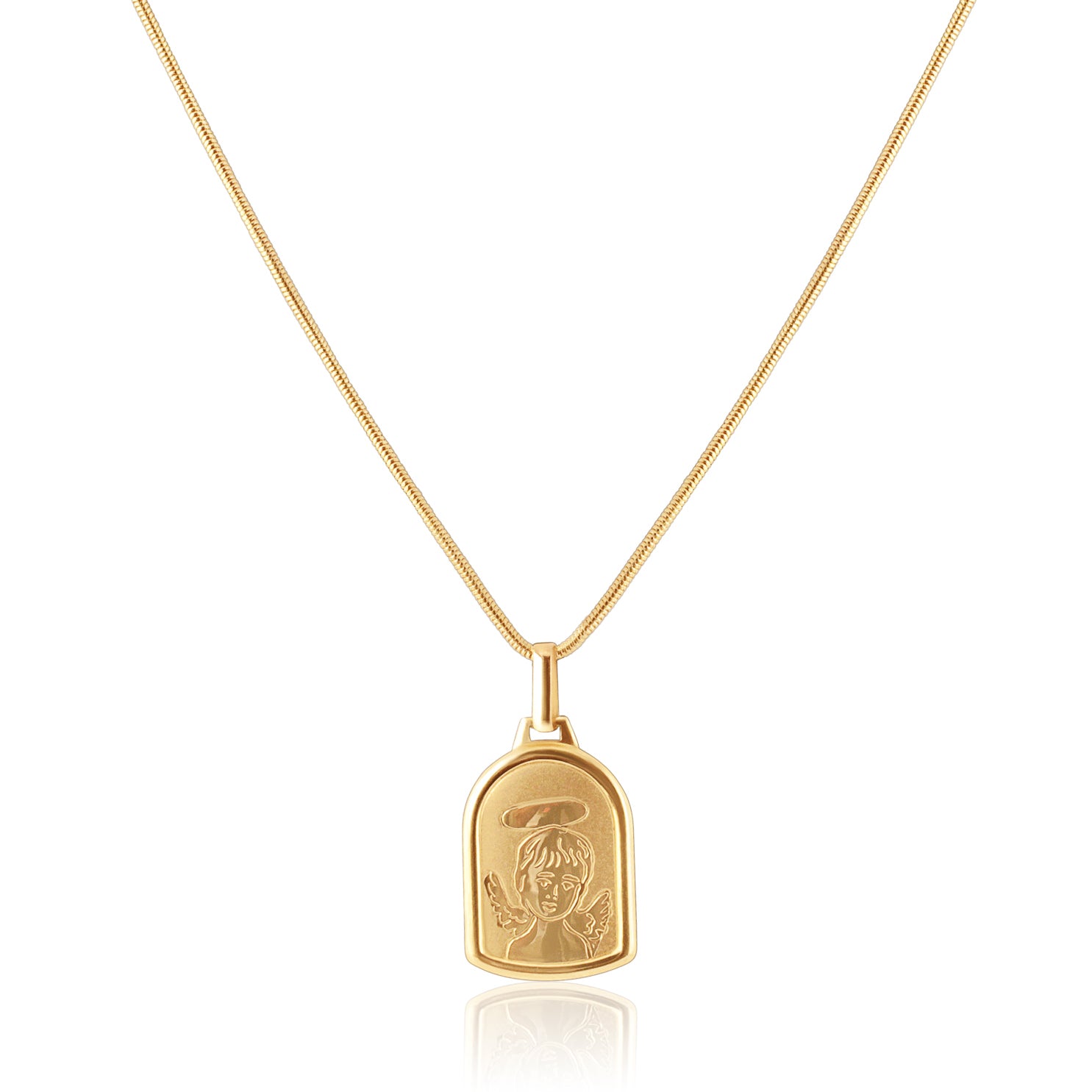 gold angel pendant on chain
