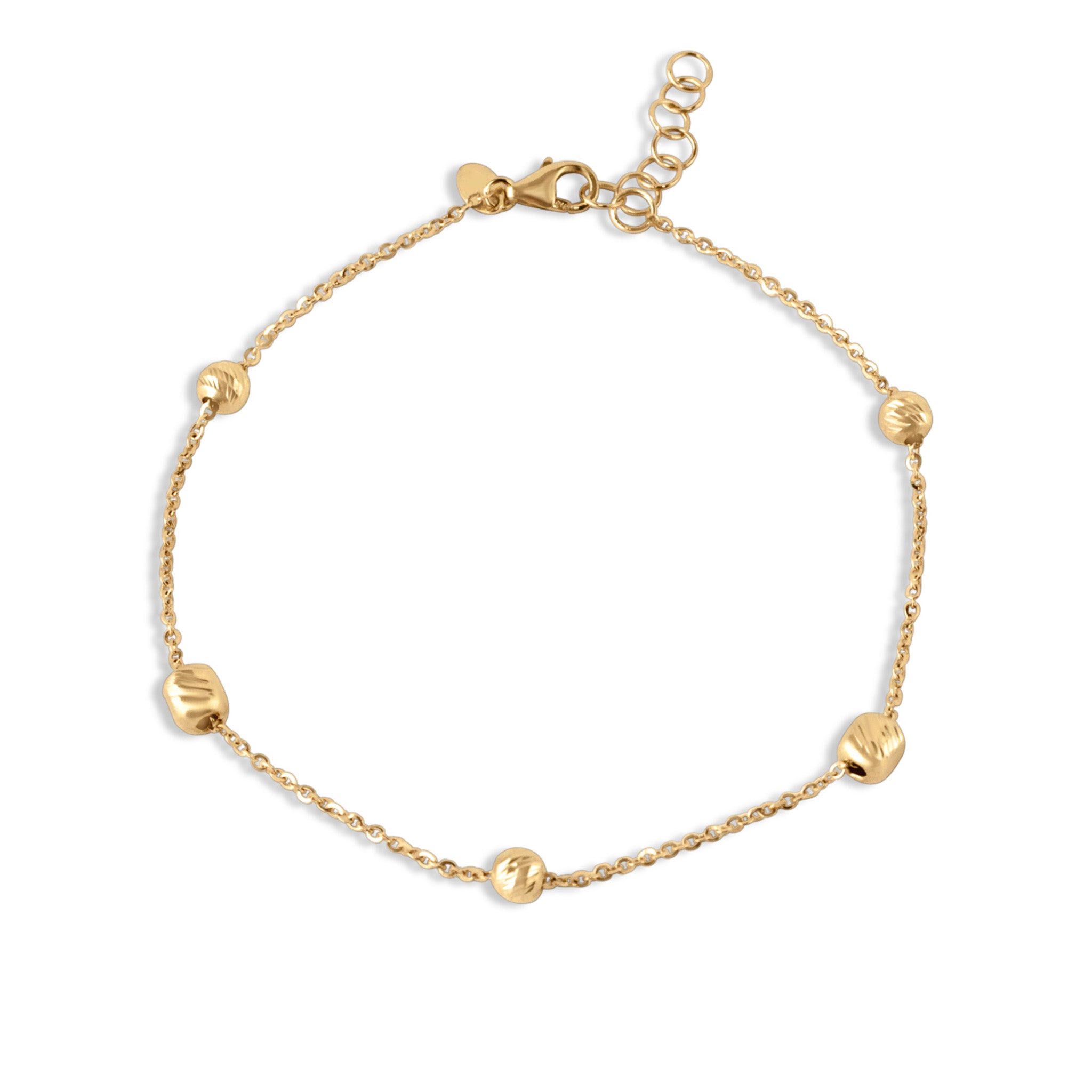 gold bead bracelet side angle