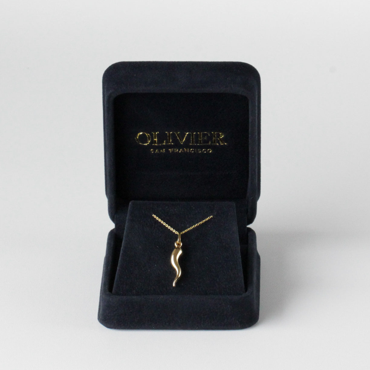 gold pendant necklace in box