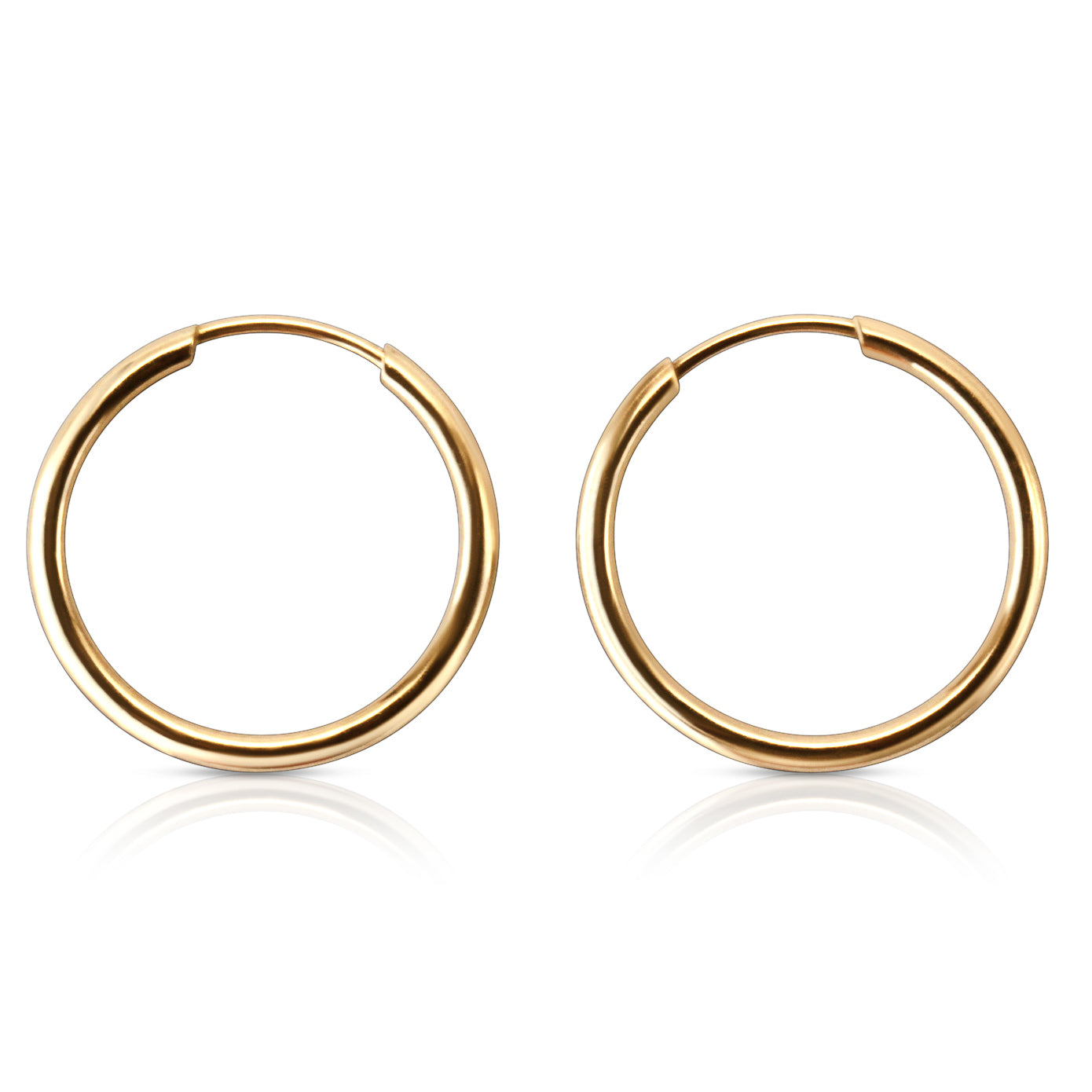 Mini gold hoops earrings front angle