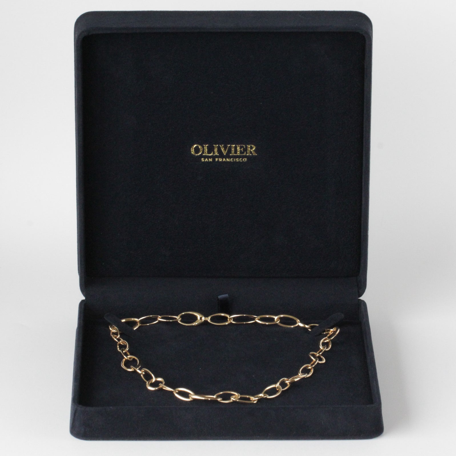 gold link necklace box