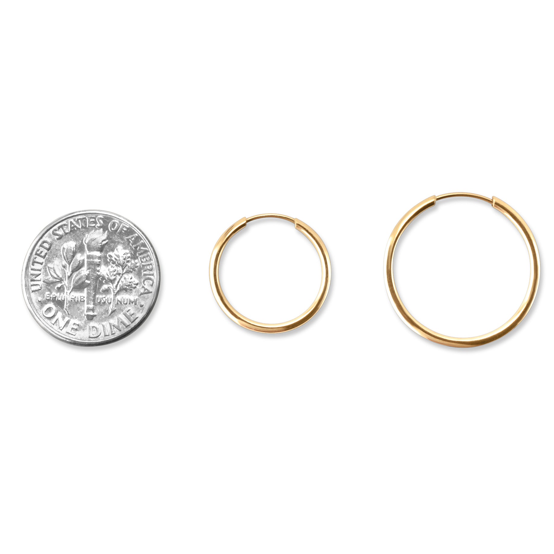 small gold hoops earrings size comparison